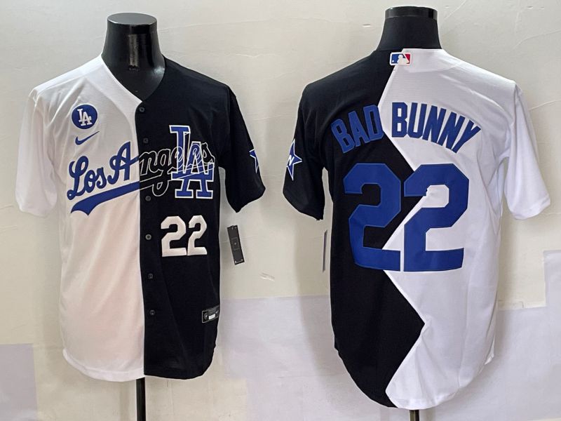 Men Los Angeles Dodgers #22 Bad bunny Black White Game Nike 2025 MLB Jersey style 6